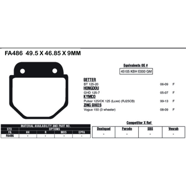 EBC EBC Brake Pads FA486